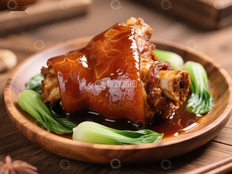 高清大图下载【趣麦麦图】红烧猪蹄配青菜