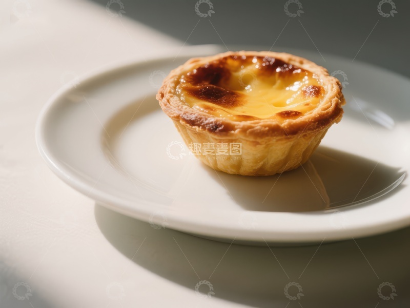 高清大图下载【趣麦麦图】蛋挞特写：金黄酥皮与浓郁蛋奶