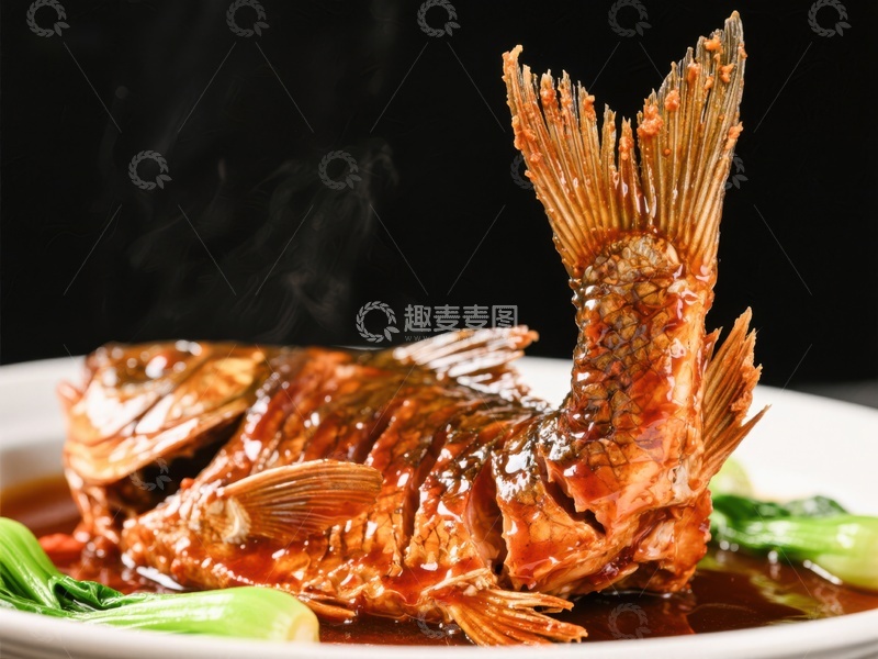 高清大图下载【趣麦麦图】红烧鱼香飘四溢，色泽诱人
