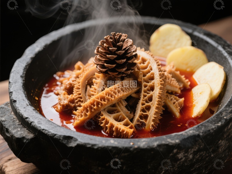 高清大图下载【趣麦麦图】热气腾腾的石锅美食