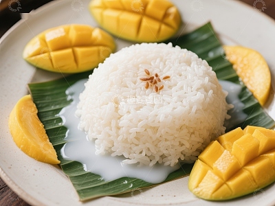 芒果糯米饭，传统泰式甜品
