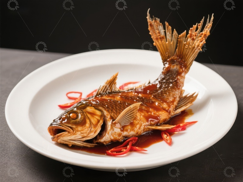高清大图下载【趣麦麦图】红烧鱼摆盘精美呈现