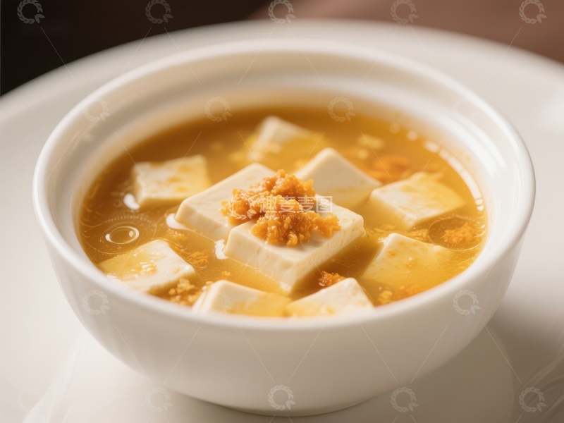 高清大图下载【趣麦麦图】蟹黄豆腐汤，鲜美嫩滑