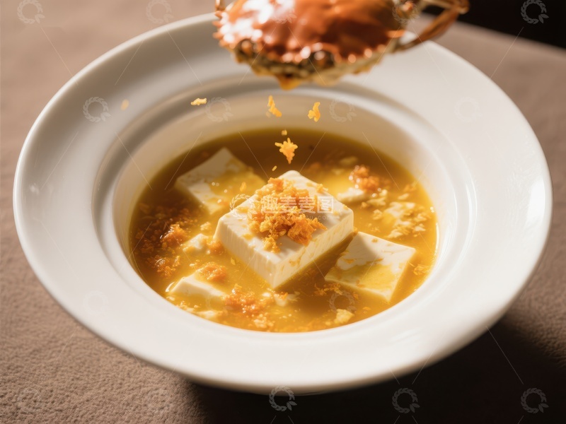 高清大图下载【趣麦麦图】蟹黄豆腐汤，精致美味