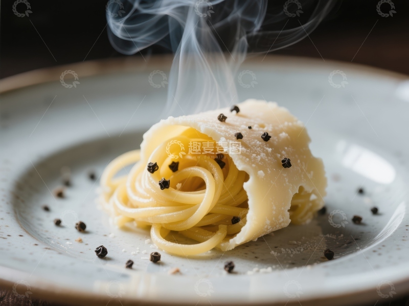 高清大图下载【趣麦麦图】热腾腾的意大利面配黑胡椒和奶酪