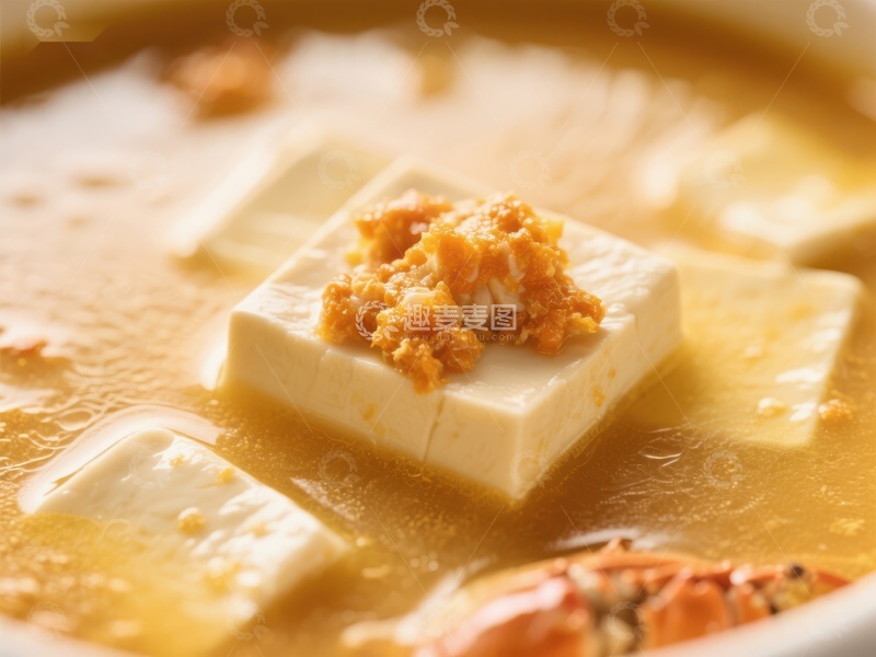 高清大图下载【趣麦麦图】蟹黄豆腐汤，鲜美诱人