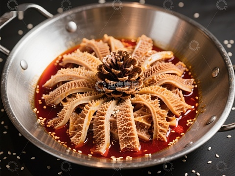 麻辣毛肚锅，松果点缀