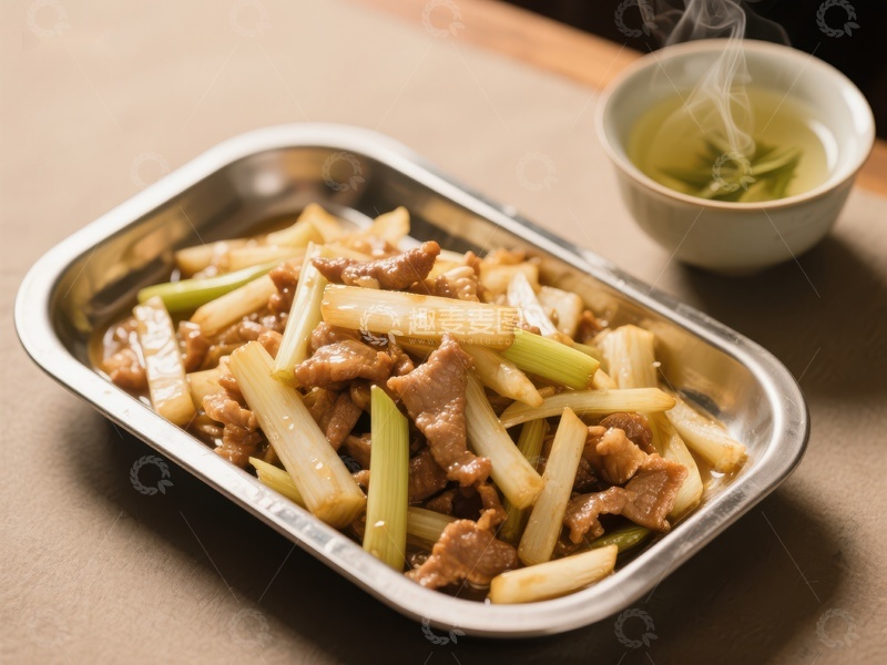 高清大图下载【趣麦麦图】炒肉丝配笋片，清香四溢