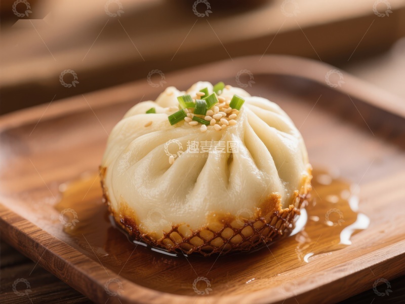 高清大图下载【趣麦麦图】鲜美汤包，点缀葱花芝麻