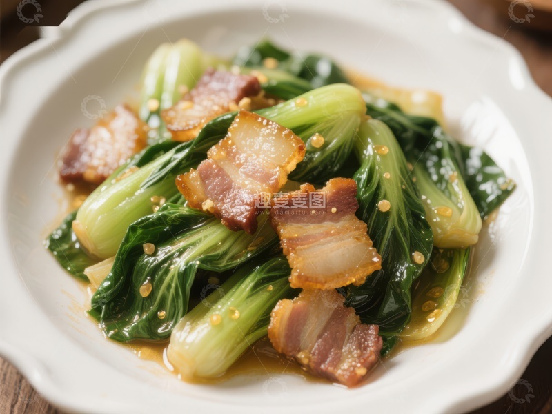 炒青菜配培根，美味家常菜