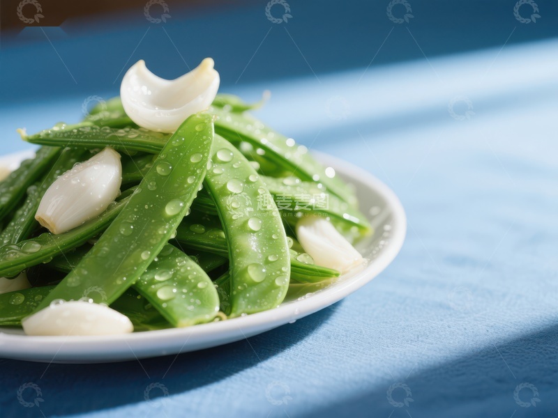 高清大图下载【趣麦麦图】清炒荷兰豆配蒜片