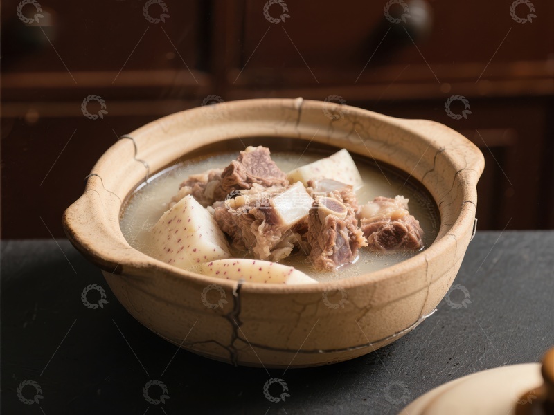 高清大图下载【趣麦麦图】陶瓷碗中的排骨莲藕汤