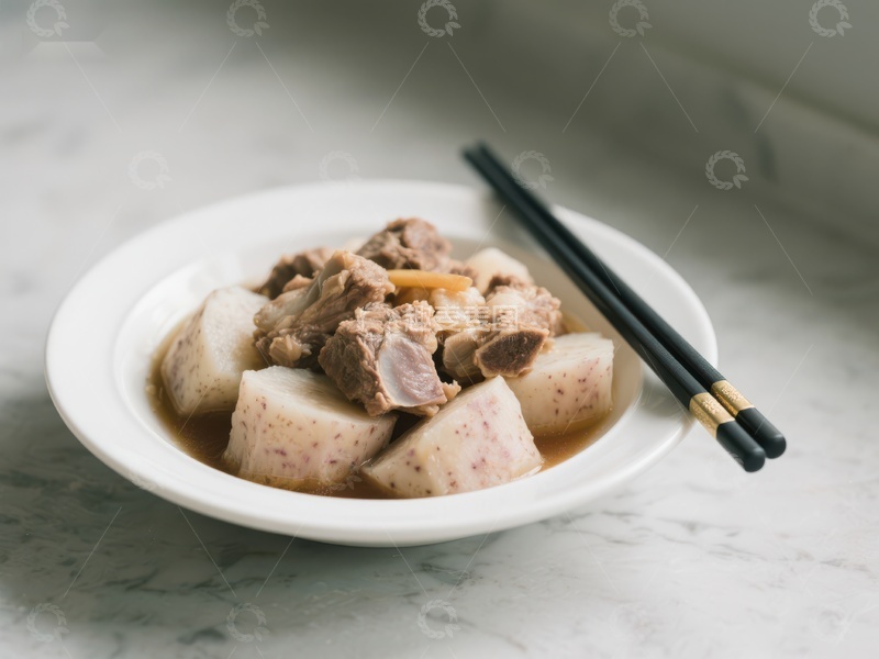 高清大图下载【趣麦麦图】芋头排骨汤，温馨家常美味