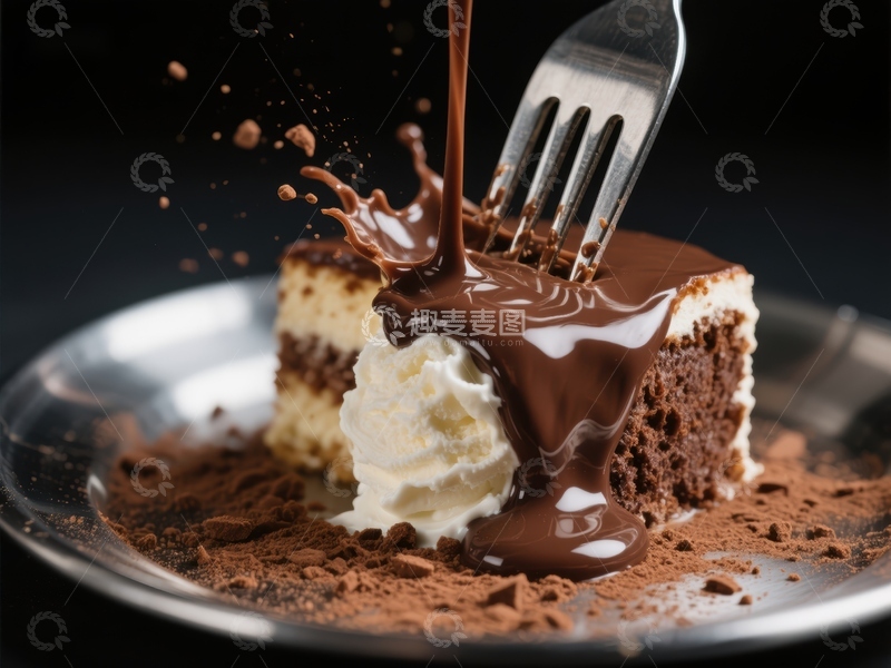 高清大图下载【趣麦麦图】巧克力蛋糕与冰淇淋的甜蜜碰撞