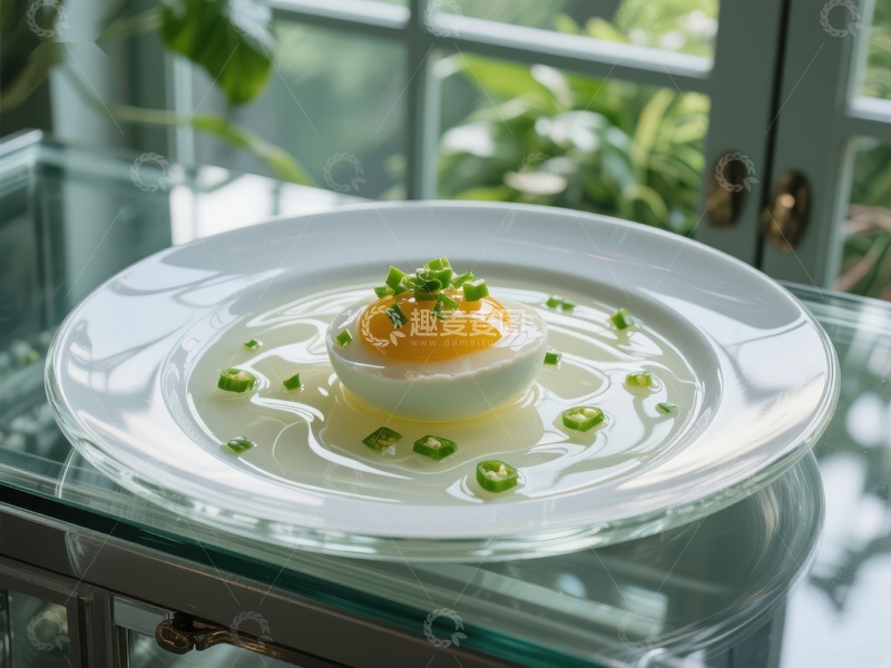 高清大图下载【趣麦麦图】精致摆盘的水煮蛋配葱花