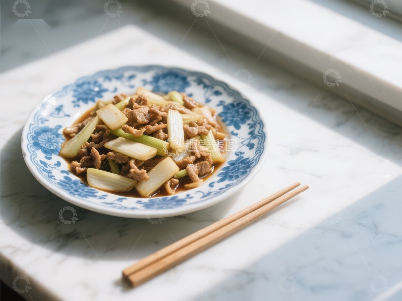 高清大图下载【趣麦麦图】葱爆牛肉，美味中式菜肴