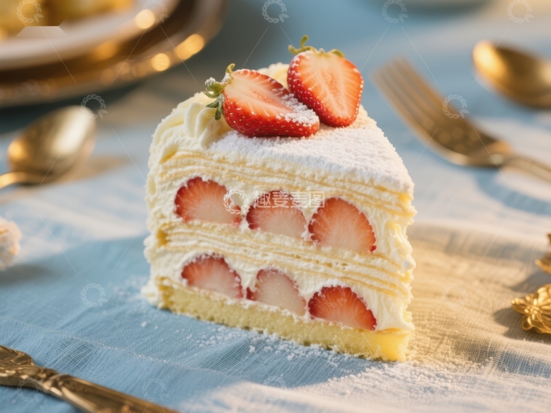 高清大图下载【趣麦麦图】草莓奶油蛋糕切片