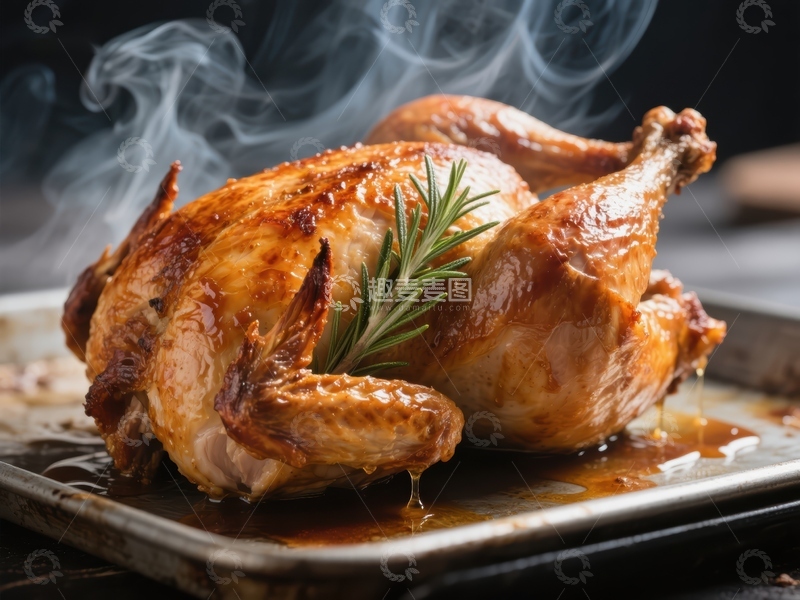 高清大图下载【趣麦麦图】香烤全鸡，热气腾腾