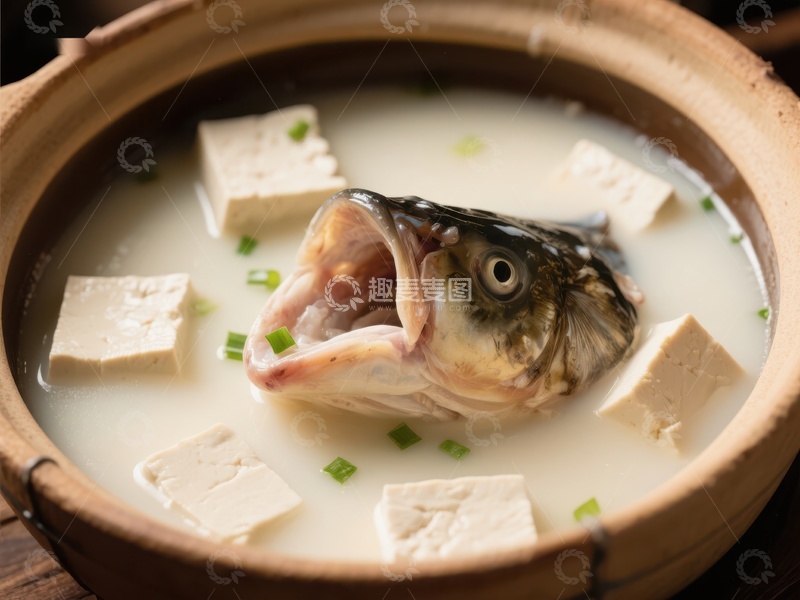 高清大图下载【趣麦麦图】鱼头豆腐汤，鲜美浓郁