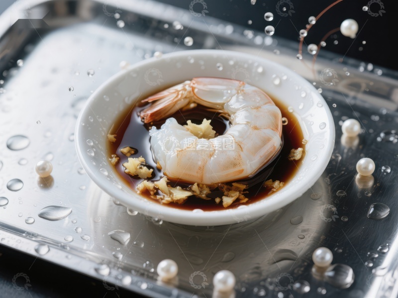 高清大图下载【趣麦麦图】清蒸虾仁配酱油蒜蓉