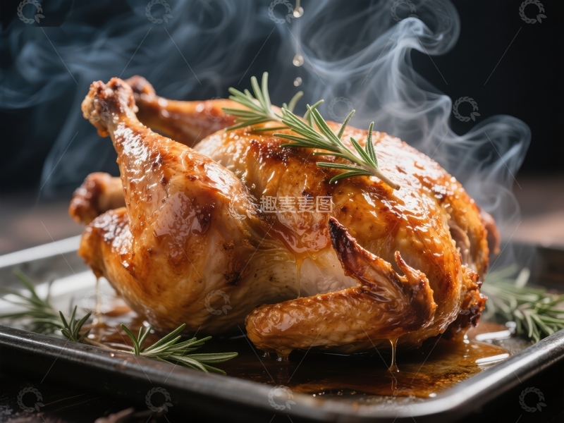 高清大图下载【趣麦麦图】香烤全鸡，热气腾腾
