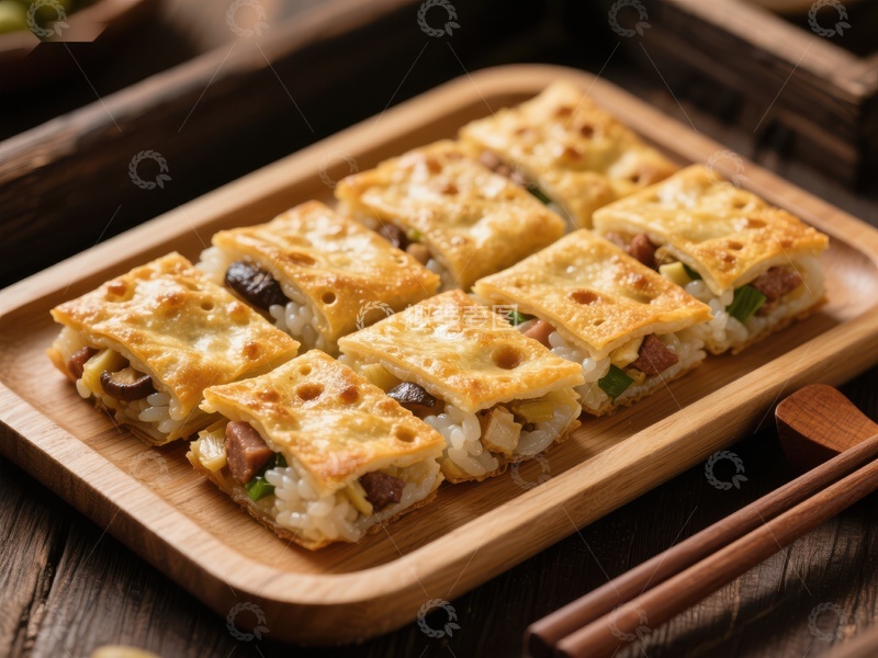 高清大图下载【趣麦麦图】金黄酥脆的三鲜豆皮