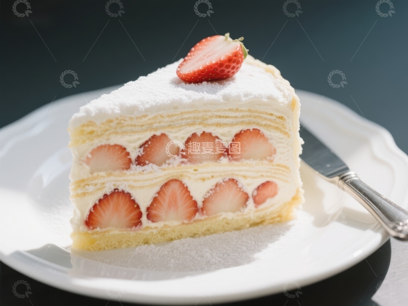 高清大图下载【趣麦麦图】草莓奶油蛋糕切片