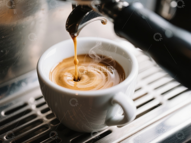 高清大图下载【趣麦麦图】咖啡机倾注浓郁咖啡入杯