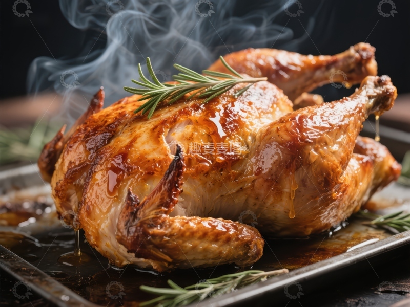 高清大图下载【趣麦麦图】香烤全鸡，热气腾腾