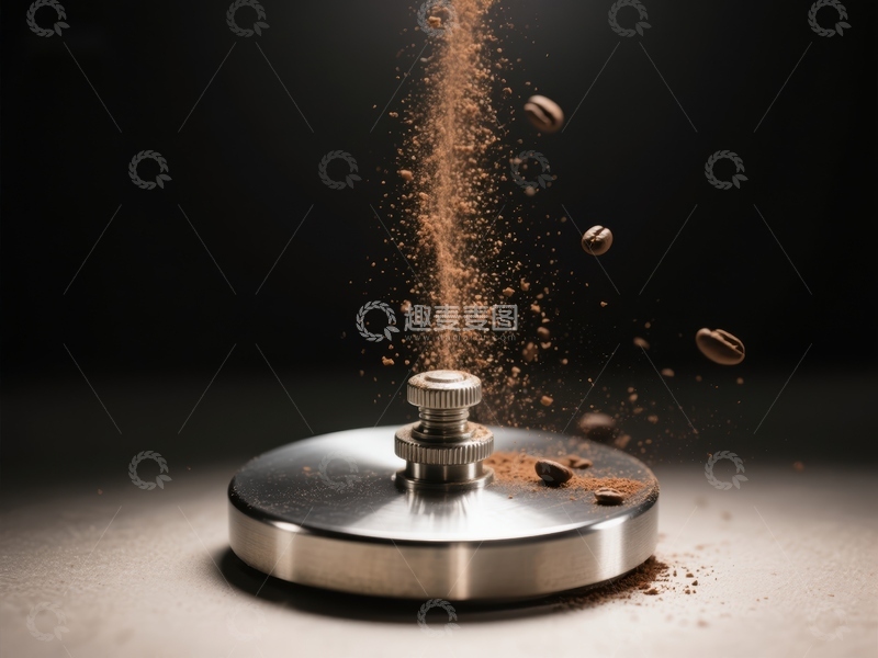 高清大图下载【趣麦麦图】咖啡豆与粉末在研磨器上的动态瞬间