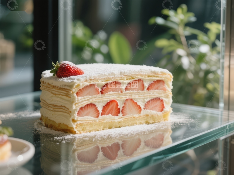 高清大图下载【趣麦麦图】草莓奶油蛋糕，精致美味