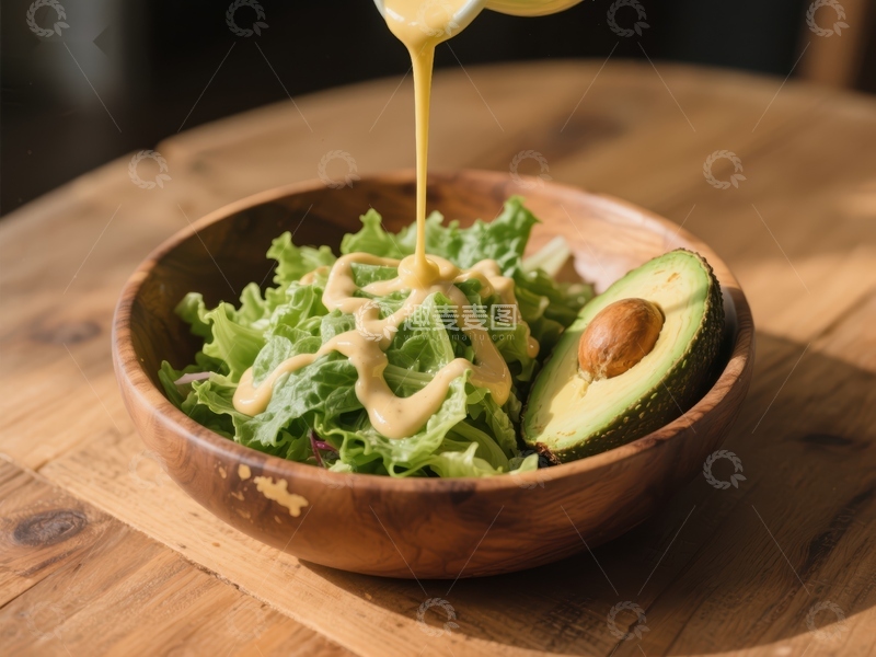 高清大图下载【趣麦麦图】新鲜沙拉配牛油果和酱汁