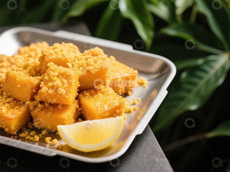 高清大图下载【趣麦麦图】柠檬点缀的金黄色糕点