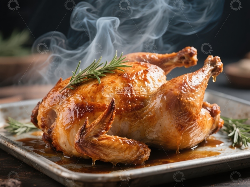 高清大图下载【趣麦麦图】香烤全鸡，热气腾腾