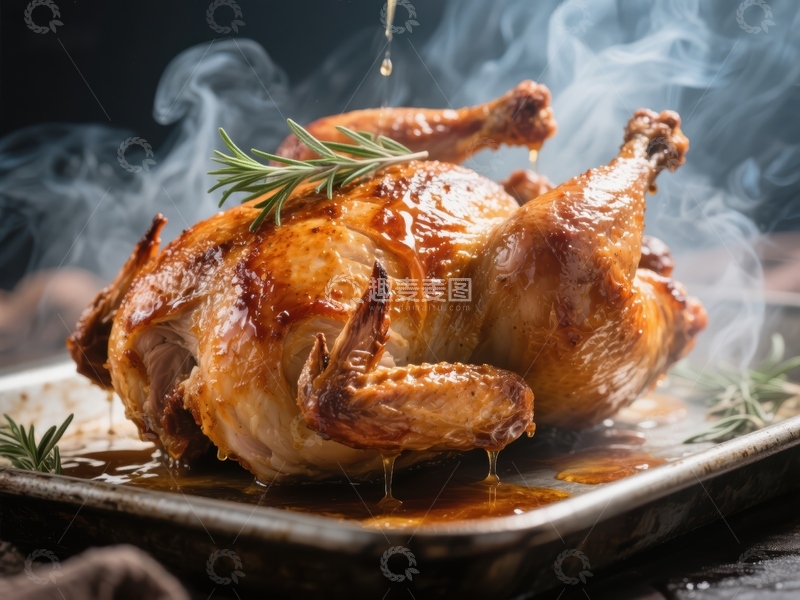 高清大图下载【趣麦麦图】香烤全鸡，热气腾腾