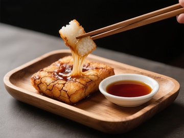 拉丝芝士饭团配酱油