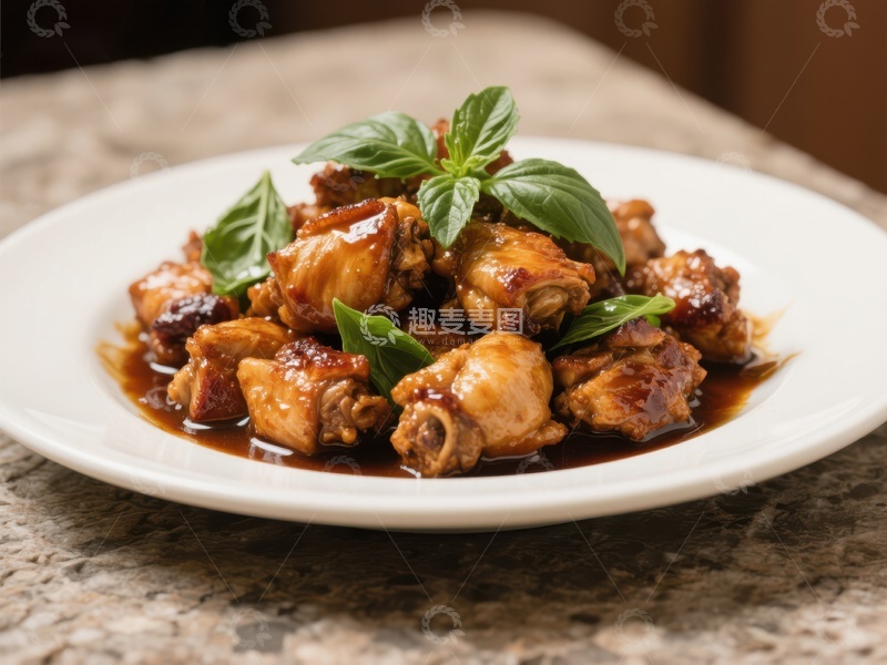 高清大图下载【趣麦麦图】酱香鸡翅配新鲜罗勒