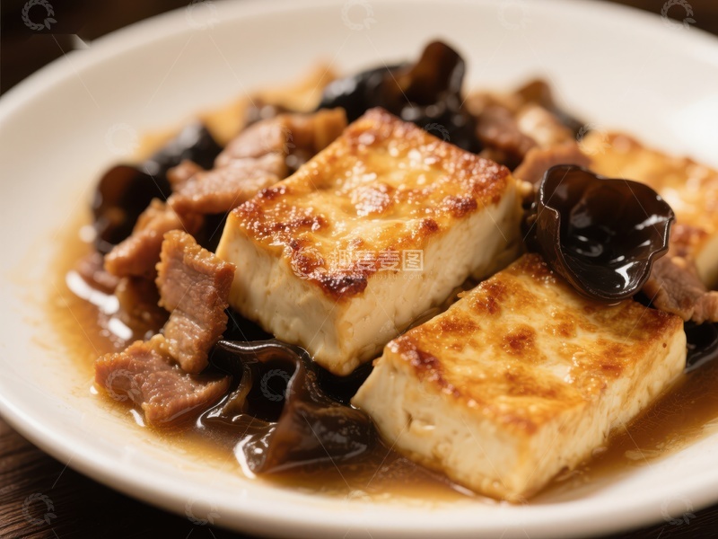 高清大图下载【趣麦麦图】豆腐牛肉木耳炒菜
