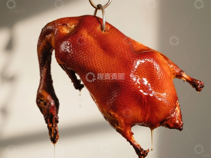 高清大图下载【趣麦麦图】烤鸭悬挂展示，色泽诱人