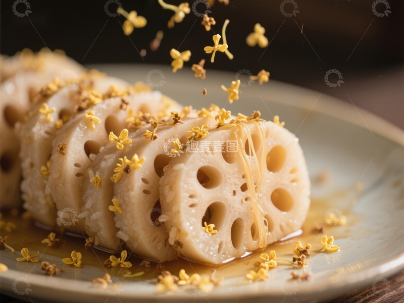 高清大图下载【趣麦麦图】莲藕桂花蜜饯美食特写
