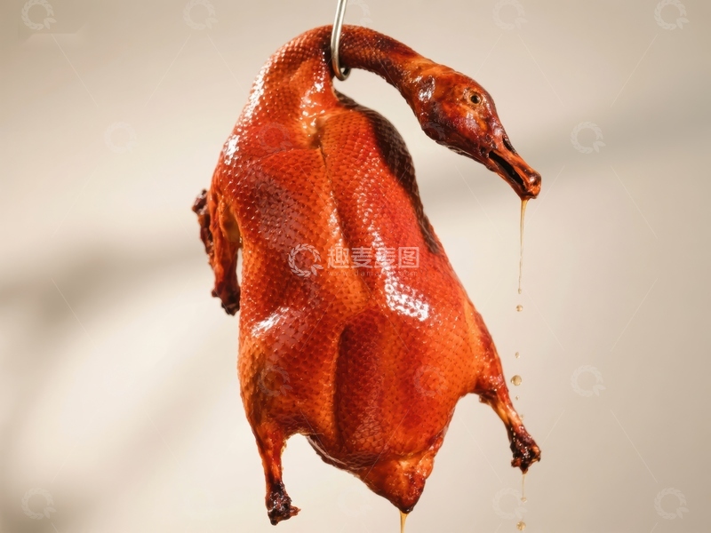 高清大图下载【趣麦麦图】悬挂的烤鸭，色泽诱人