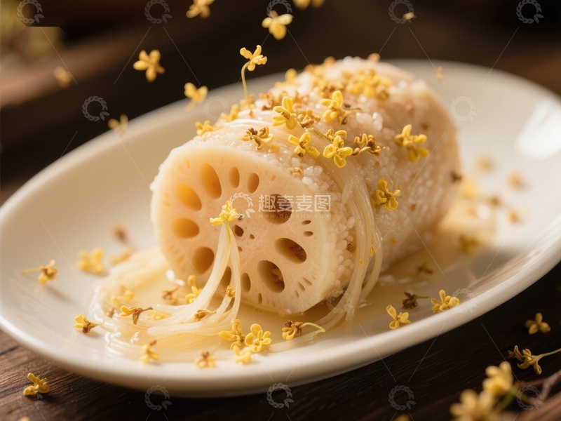 高清大图下载【趣麦麦图】桂花糯米藕，传统美食的精致呈现