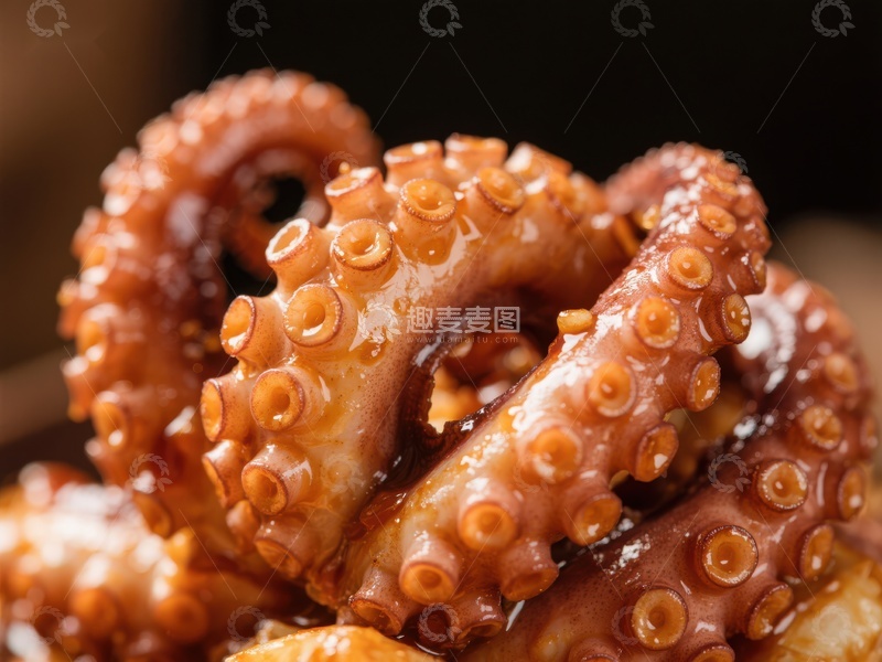 高清大图下载【趣麦麦图】美味烤制的章鱼触角特写