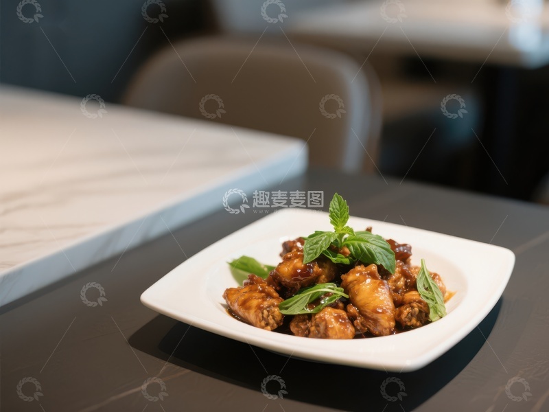 高清大图下载【趣麦麦图】香辣鸡翅配薄荷叶