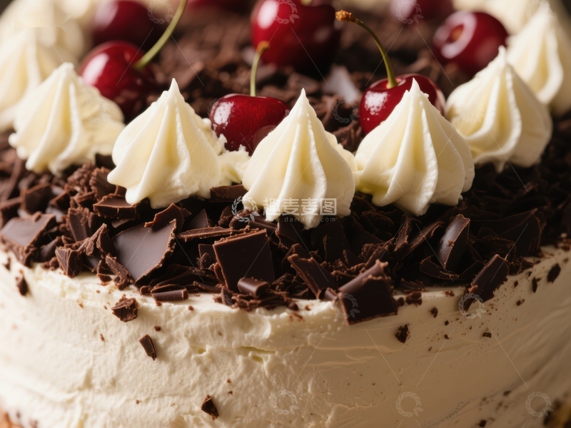 高清大图下载【趣麦麦图】黑森林蛋糕：奶油巧克力与樱桃的完美结合