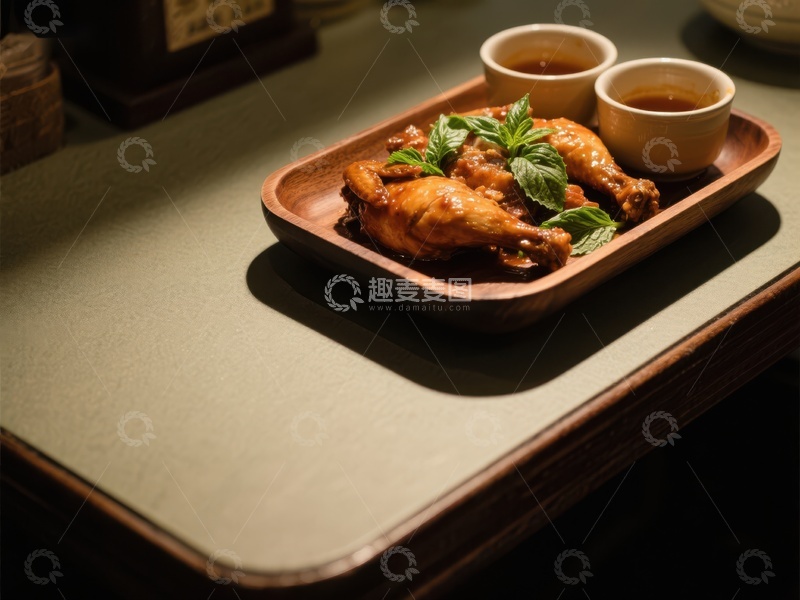 高清大图下载【趣麦麦图】美味烤鸡翅配酱料