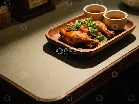 美味烤鸡翅配酱料