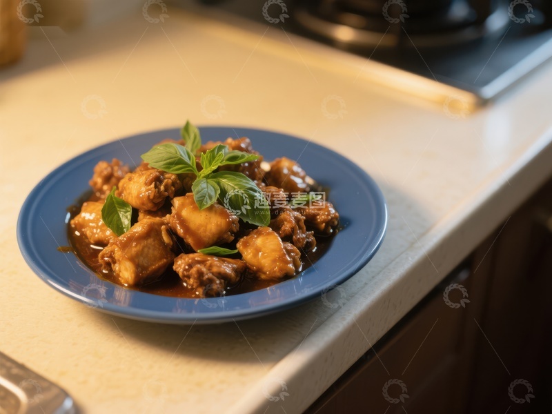 高清大图下载【趣麦麦图】香辣鸡肉配罗勒叶