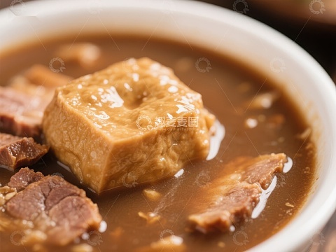 浓郁牛肉汤配豆腐块