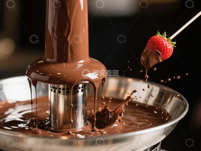 高清大图下载【趣麦麦图】巧克力喷泉与草莓